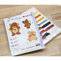 Luca-S counted cross stitch kit "My first embroidery M02 set of 3 pcs", 9x10cm; 7,5x10cm; 7x8,5cm, DIY