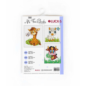 Luca-S counted cross stitch kit "My first embroidery M03 set of 3 pcs", 8,5x10cm; 9,5x10cm; 9x9,5cm, DIY