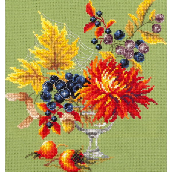 Magic Needle Zweigart Edition counted cross stitch kit "Autumn Bouquet", 20x23cm, DIY