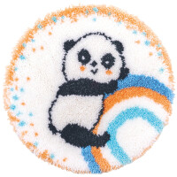 Vervaco Geknoopt vloerkleed "Panda op regenboog", geknoopt afbeelding voorgetekend, diam ca. 55cm