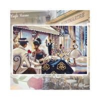 RTO counted cross stitch kit "Pleasant Evening in the Cafe", 30,5x20cm, DIY