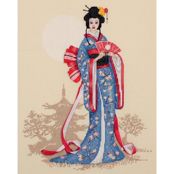 Набор для вышивания крестом Panna "Золотая серия "Женщины мира. Япония", счетная схема, 28x34,5 см.
