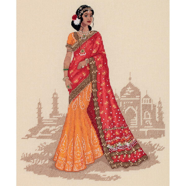 Panna kruissteek set "Gouden Serie Vrouwen van de Wereld. India", telpatroon, 28,5x34cm