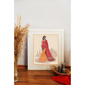 Panna counted cross stitch kit "Golden Series Women of the World. India", 28,5x34cm, DIY