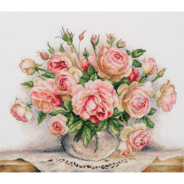 Panna Point de Croix Set "Golden Series Bouquet de Roses", modèle à compter, 27x23cm