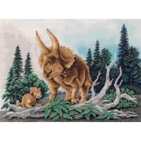 Panna Kit de point de croix "Golden Series Triceratops", motif à compter, 30x22cm