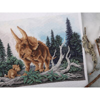 Panna counted cross stitch kit "Golden Series Triceratops", 30x22cm, DIY