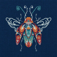 Panna counted cross stitch kit "Fantasy bugs, Turquoise and Flame", 12,5x13cm, DIY