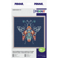 Panna Point de Croix Set "Coccinelle Fantaisie, Turquoise et Flamme", modèle à compter, 12,5x13cm