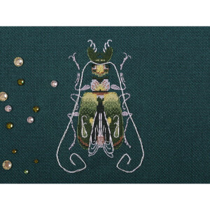 Set de punto de cruz Panna "Escarabajo de fantasía, esmeralda y limón", dibujo para contar, 9x12,5cm