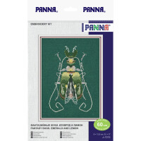 Panna counted cross stitch kit "Fantasy bugs, Emerald and Lemon", 9x12,5cm, DIY