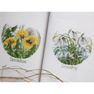 Klart counted cross stitch kit "Flower Compliments, Dandelions", 15x14,5cm, DIY