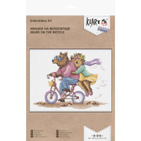 Klart counted cross stitch kit "Bears on the Bicycle", 26x20,5cm, DIY