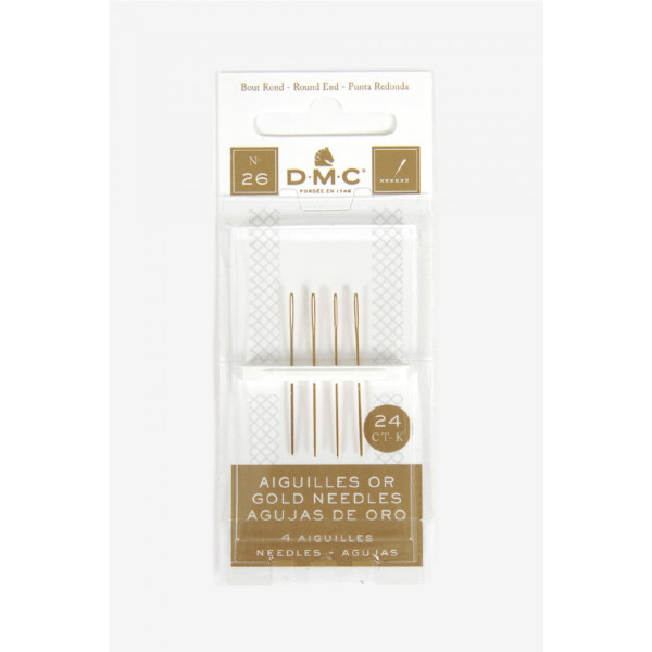 DMC Stitch Needle for Tapestry, rounded end, set 4 pcs. size 24, gold plated
