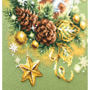 Magic Needle Zweigart Edition Kruissteekset "Kerst in Groen", telpatroon, 17x27cm