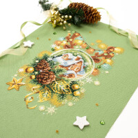 Magic Needle Zweigart Set di punti croce "Natale in verde", schema per il conteggio, 17x27cm