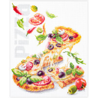 Magic Needle Zweigart Edition counted cross stitch kit "Pizza", 23x27cm, DIY