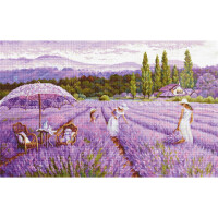 Luca-S Set de punto de cruz "Gold Collection Lavender Field", dibujo para contar, 51x32cm