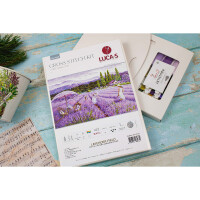 Luca-S counted cross stitch kit "Gold Collection Lavender Field", 51x32cm, DIY