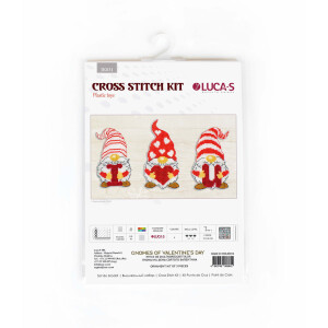 Luca-S Kit de point de croix "Set de jouets lutins de la Saint-Valentin 3 pcs", motif à compter, ca. a 7x14cm