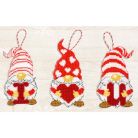 Luca-S counted cross stitch kit "Toys kit Gnomes of Valentines day Set of 3 pcs. ", ca. a 7x14cm, DIY