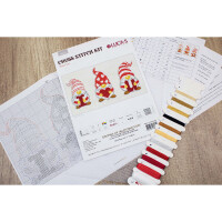Luca-S counted cross stitch kit "Toys kit Gnomes of Valentines day Set of 3 pcs. ", ca. a 7x14cm, DIY