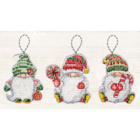 Luca-S counted cross stitch kit "Toys kit Christmas Gnomes Set of 3 pcs. ", ca. a 9x8cm, DIY