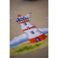 Vervaco Juego de punto de cruz para camino de mesa "Faros", diseño de bordado pre-dibujado, 40x100cm