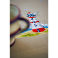 Vervaco stamped cross stitch kit tablechloth "Leuchttürme", 80x80cm, DIY