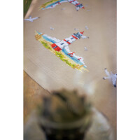 Vervaco stamped cross stitch kit tablechloth "Leuchttürme", 80x80cm, DIY