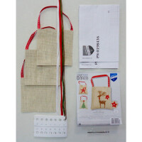 Vervaco bags counted cross stitch kit "Christmas" Set of 2, 9x9cm, DIY