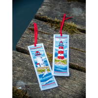 Vervaco bookmark counted cross stitch kit "Lighthouses" Set of 3, 6x20cm, DIY
