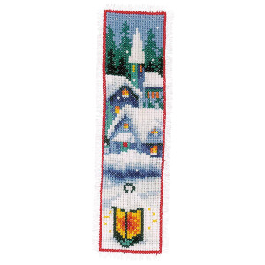 Vervaco bookmark counted cross stitch kit "Winter villages" Set of 3, 6x20cm, DIY
