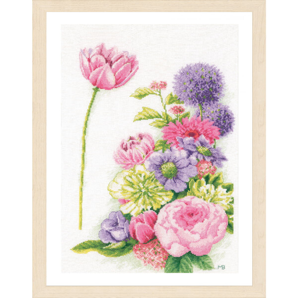 Lanarte Set de punto de cruz "Floral Cotton Candy Marjolein Bastin Aida", dibujo para contar, 32x48cm