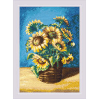 Riolis Kreuzstich Set "Sonnenblumen im Korb nach N. Antonova", Zählmuster, 21x30cm