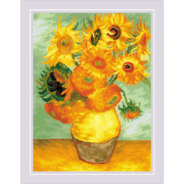 Riolis counted cross stitch kit "Sunflowers after V.Van Goghs painting", 30x40cm, DIY