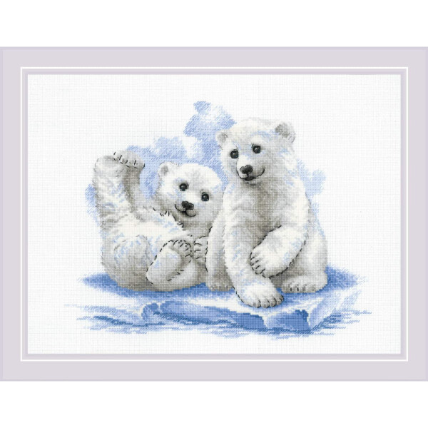 Набор для вышивания крестом Риолис "Медвежонок на льду", счетная схема, 40x30 см