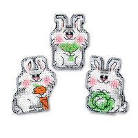 Riolis counted cross stitch kit "Magnets Sweet Bunnies Set of 3", 4x6cm, DIY