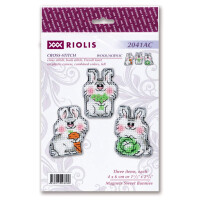 Riolis counted cross stitch kit "Magnets Sweet Bunnies Set of 3", 4x6cm, DIY