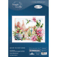 Magic Needle Zweigart Edition counted cross stitch kit "Wild West Flowers", 34x26cm, DIY
