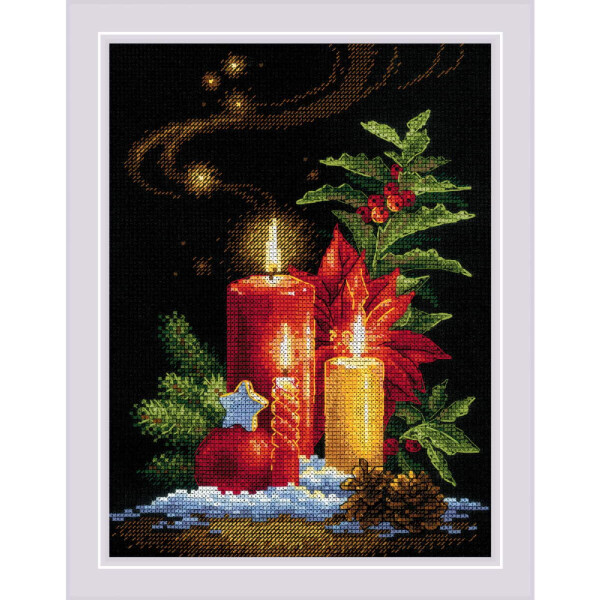 Riolis Kruissteekset "Kerstlichtje", telpatroon, 18x24cm
