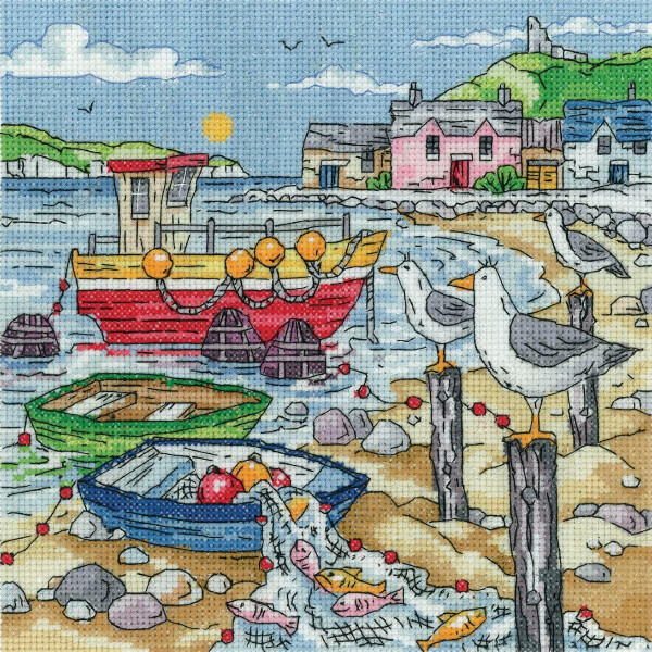 Heritage counted cross stitch kit Aida "Bay Watching", BSBW1626-A, 20,5x20,5cm, DIY