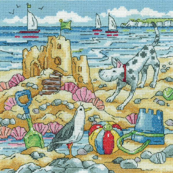 Heritage counted cross stitch kit Aida "Sandcastle", BSSC1624-A, 20,5x20,5cm, DIY