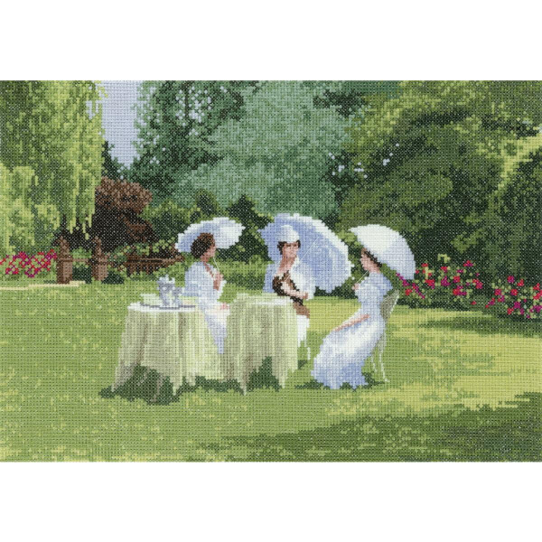Heritage counted cross stitch kit Aida "Ladies who Lunch", JCLL1636-A, 31x22cm, DIY