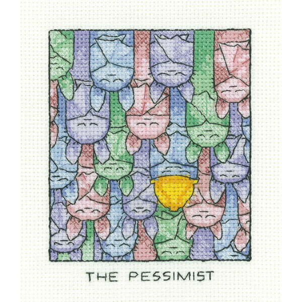 Heritage counted cross stitch kit Aida fabric "The Pessimist", SHTP1628-A, 9,5x11,5cm, DIY