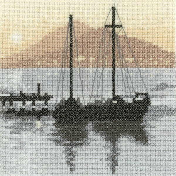 Heritage counted cross stitch kit Aida fabric "Bay View", PSBV1632-A, 12,5x12,5cm, DIY