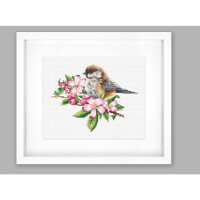 Luca-S counted cross stitch kit "The tit on the branch", 16x12cm, DIY