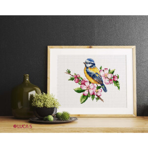 Luca-S counted cross stitch kit "The Blue Tit", 15x11cm, DIY