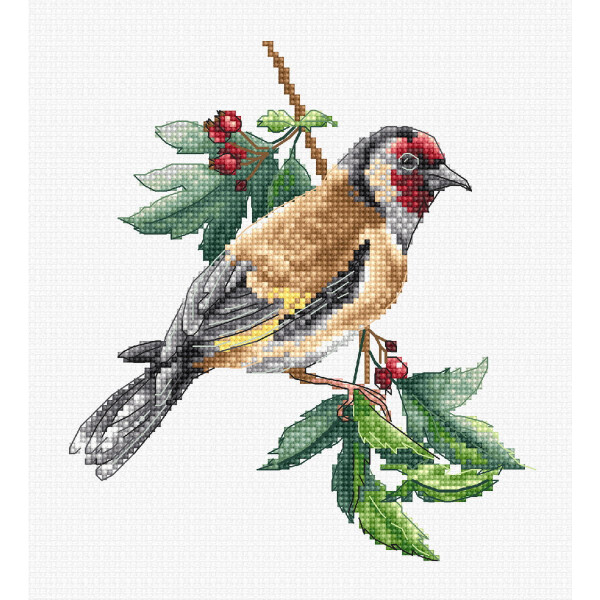Luca-S counted cross stitch kit "Goldfinch Bird", 14x15cm, DIY