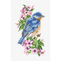 Luca-S Kit de point de croix "Oiseau bleu sur une branche", motif à compter, 10x17cm